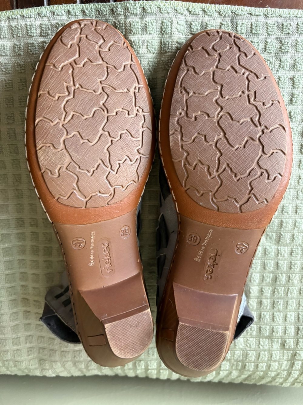 Rieker anti stress Women's Gray leather Woven Slingback heels Size 39 - Picture 7 of 8